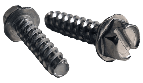 #8-16 x 1/2" Hex Washer Head Slotted Thread Rolling Screw, 18-8 SS Passivated & Waxed (Box of 5,000)