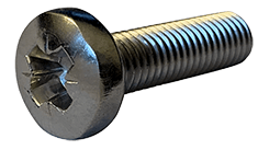 M5-0.8 x 8mm Pozidriv Drive Pan Head Machine Screw, DIN 7985A, 18-8 Stainless Steel - FT (Box of 1,500)