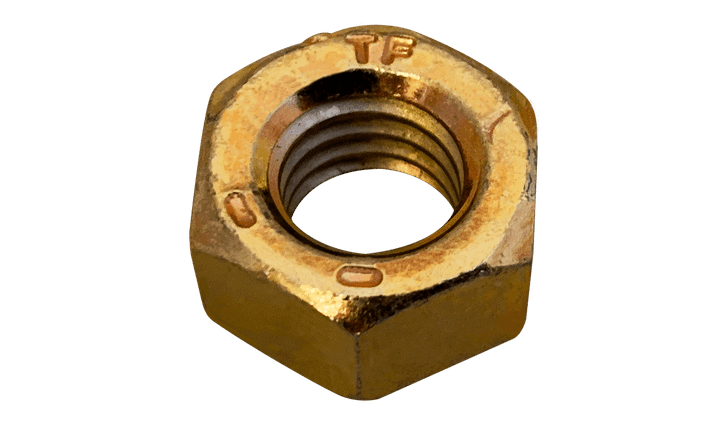 1"-8 Finished Hex Nut, Grade 8, Steel, Zinc Yellow, Domestic (DFARS) (Box of 100)