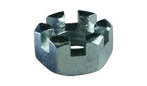 3/8"-24 Slotted Hex Nut, Grade 2, Steel, Zinc Clear (Box of 500)
