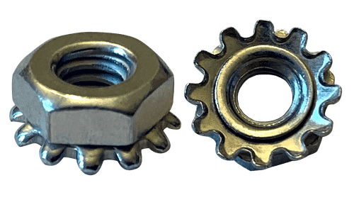 #10-24 K-Lock (Keps) Nut, External Tooth, Low Carbon Steel, Zinc Clear (Box of 4,000)