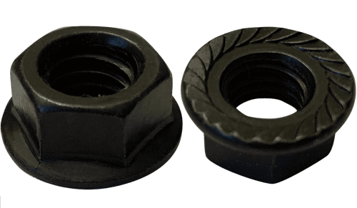 5/16"-18 Serrated Flange Hex Lock Nut, Case Hardened Steel, Black Oxide (Box of 1,500)