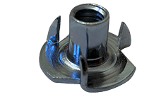 #8-32 x 1/4" 3 Prong Tee Nut, Steel, Zinc Clear (Box of 2,000)