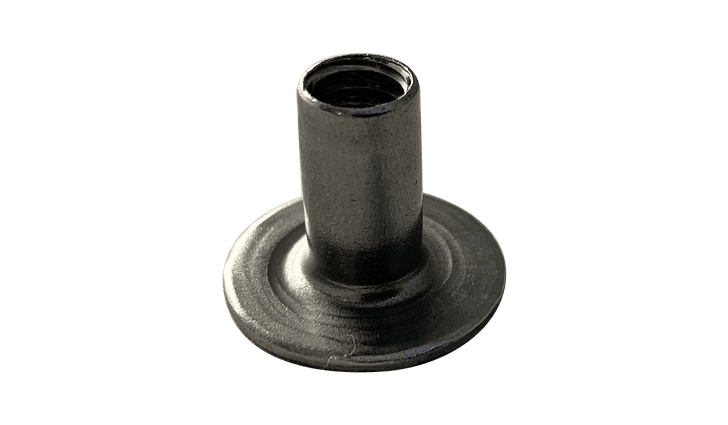 #10-24 x 9/32" Weld Nut, .750 Round Base, No Projections, Steel, Plain (Box of 1,000)