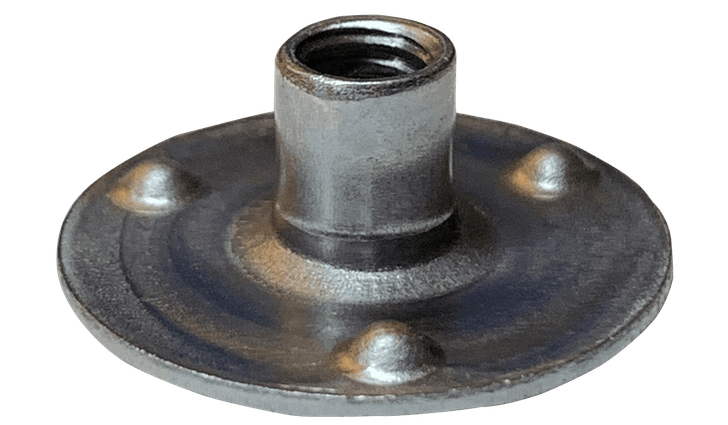 #8-32 x 1/4" Round Base Projection Weld Nut, Steel, Plain (Box of 1,000)