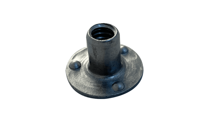 #10-24 x 9/32" Round Base Projection Weld Nut (.750 Base), Steel, Plain (Box of 1,000)
