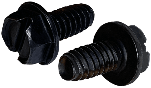 1/4"-20 x 1/2" Hex Washer Head Slotted Thread Rolling Screw, Steel Black Oxide & Wax (Box of 4,000)