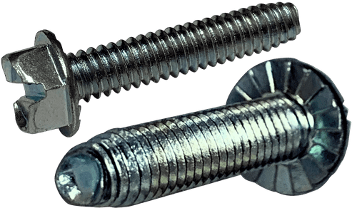 #10-32 x 1" Hex Washer Head, Serrated Slotted Thread Rolling Screw, Steel Zinc Clear & Wax (Box of 5,000)