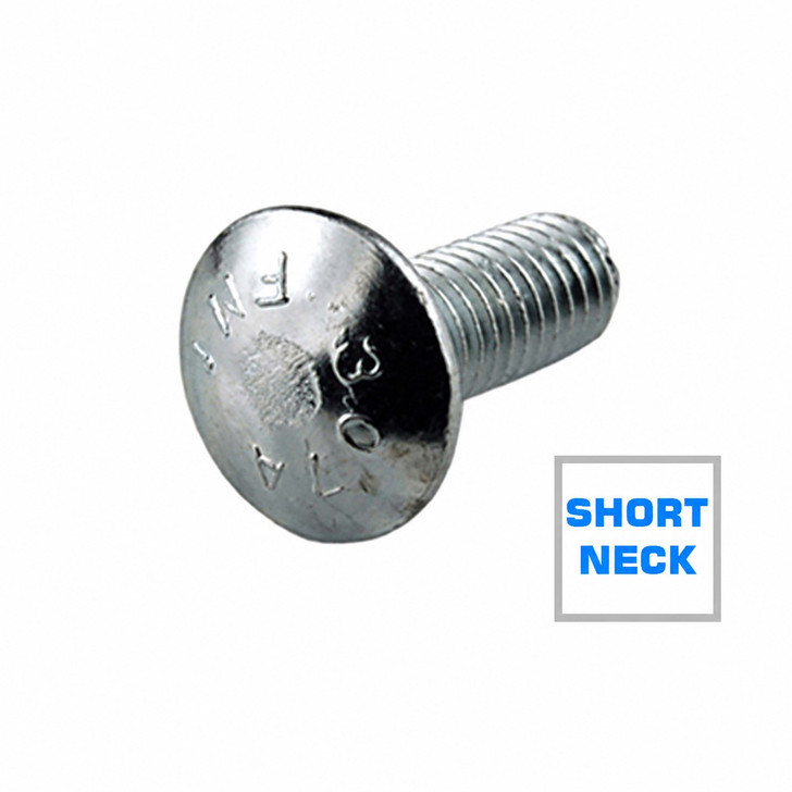 5/16"-18 x 3/4" Garage Door Short Neck Carriage Bolts, Trivalent RoHS (Box of 1,700)