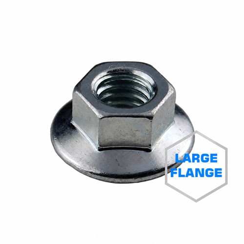 3/8"-16 Grade 2 Large Serrated Flange Nuts, Trivalent RoHS (Box of 1,500)