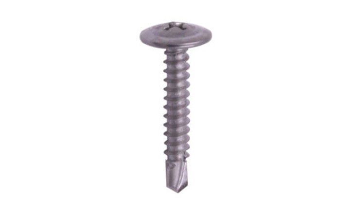 #12 x 1 Self-Drilling K-Lath Tek Screw, 410 Stainless Steel, Modified Truss Wafer Head, Phillips (Box of 500)