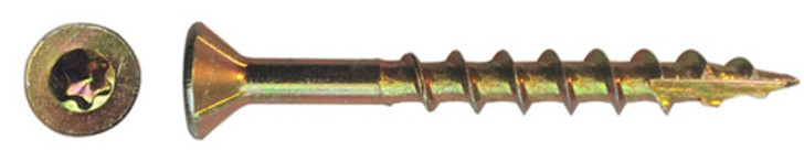 #9 x 2-1/2" Zinc Yellow Deck Screw, Flat Head w/ Nibs, Star Drive, Type 17 Point (Box of 2500)