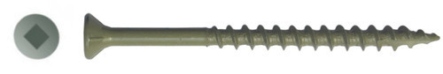 #10 x 4" Ceramic Green Coated Deck Screw, Flat Head w/ Nibs, Square Drive, Type 17 Point (Box of 1000)