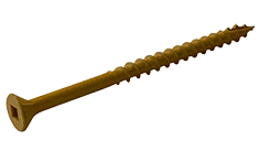 #8 x 1-5/8" Ceramic Tan Coated Deck Screw, Flat Head w/ Nibs, Square Drive, Type 17 Point (Box of 6000)