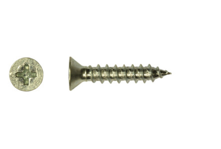 #7-16 x 1" Phillips Flat Head Sheet Metal Screw, Type A, Steel, Zinc Plated (Package of 100)