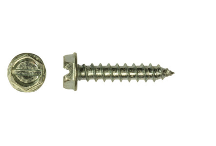 #6-18 x 3/8" Slotted Hex Washer Head Sheet Metal Screw, Type A, Steel, Zinc Plated (Box of 10000)