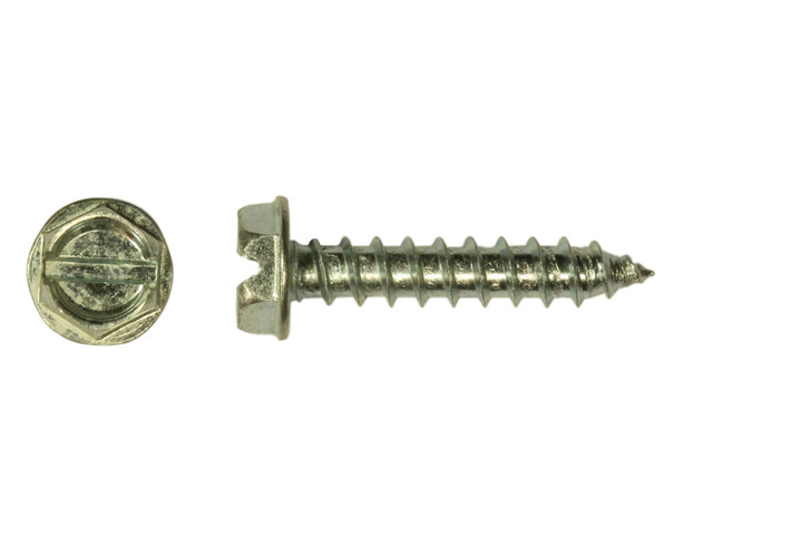 #20-9 x 1-1/2" Slotted Hex Washer Head Sheet Metal Screw, Type A, Steel, Zinc Plated (Box of 1000)