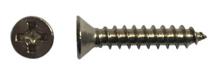 #6-18 x 1/2" Phillips Flat Head Sheet Metal Screw, Type A, 18-8 Stainless Steel (Box of 5000)