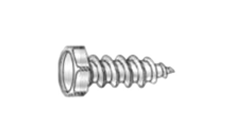 #10-12 x 2" Unslotted Indented Hex Head Sheet Metal Screw, Type A, Steel, Zinc Plated (Box of 1500)