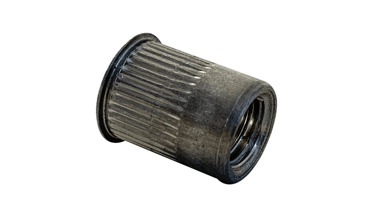 #8-32 x .080" Threaded Insert, Small Flat Head, Ribbed, Aluminum (Box of 1000)