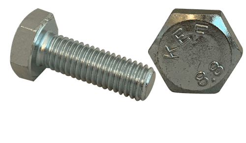 M10 x 45mm Hex Tap Bolt Din 933, Grade 8.8, Zinc Clear - FT (Box of 300)