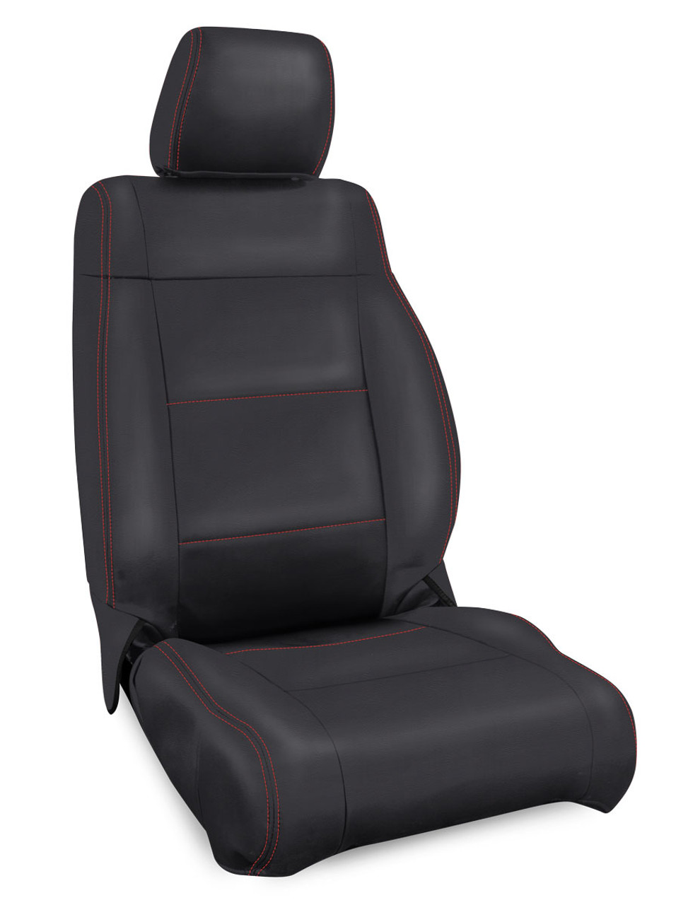 Front Seat Covers for '07'10 Jeep Wrangler JK, 2 door or 4 door (Pair) - Black with Red Stitching