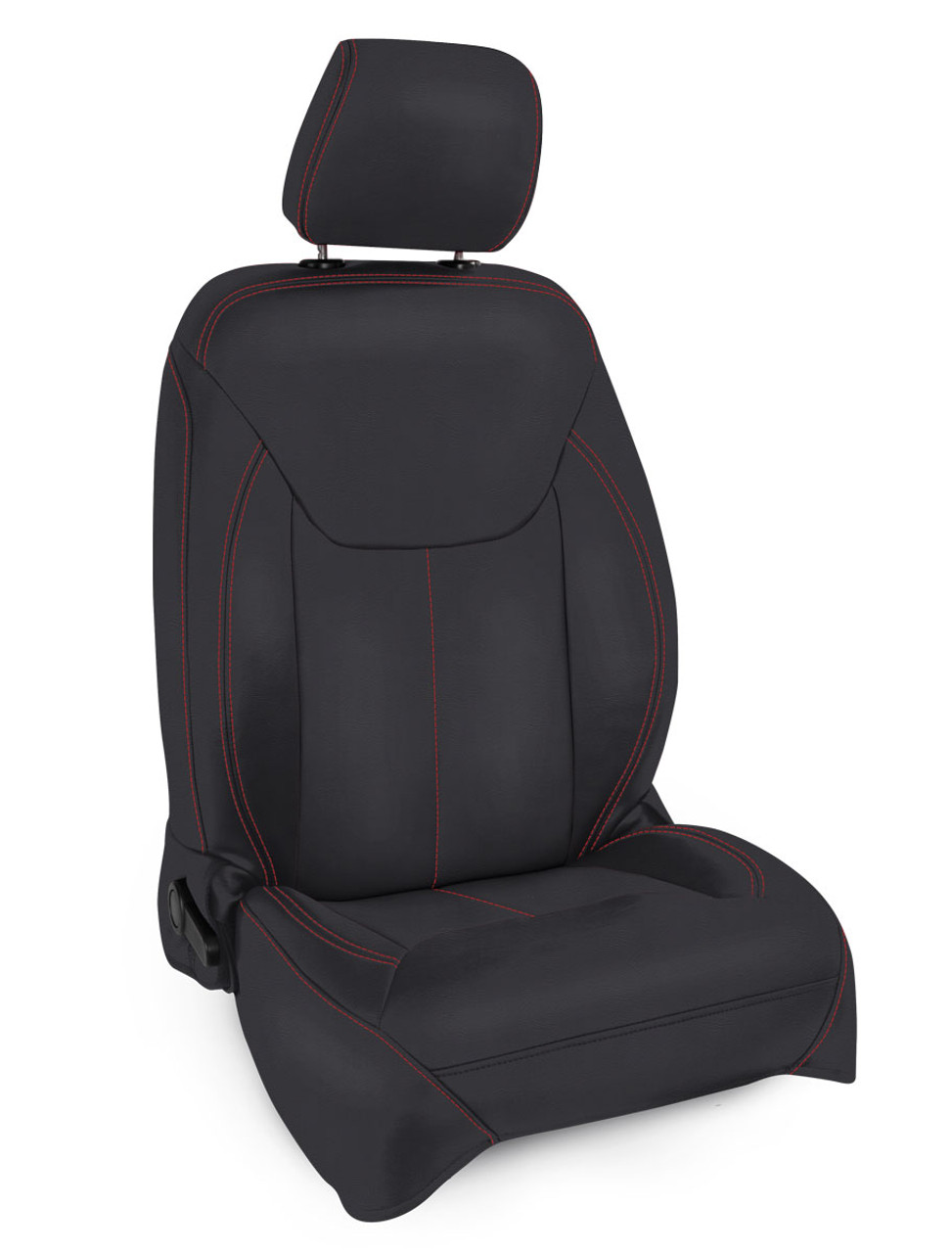 Front Seat Covers for '13'18 Jeep Wrangler JK, 2 door or 4 door (Pair) - Black with Red Stitching