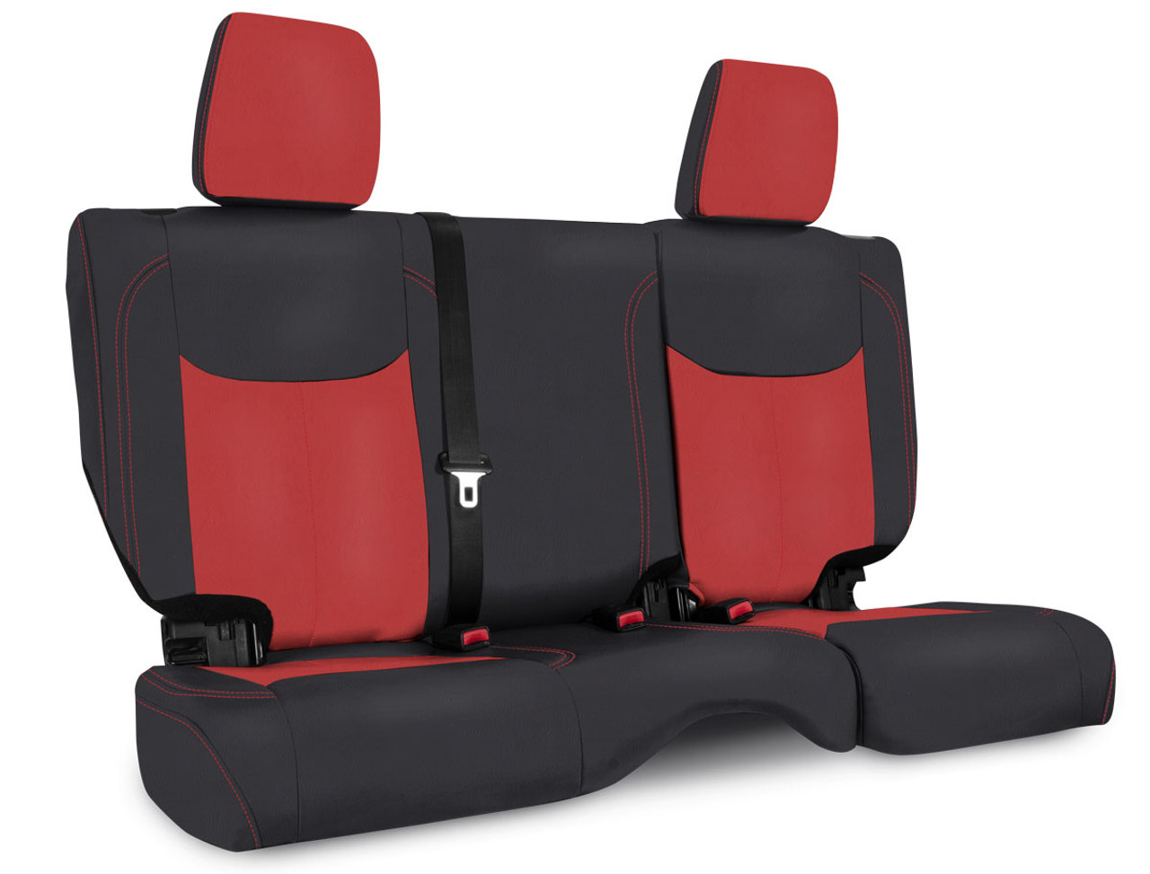 Rear Seat Cover for '13'18 Jeep Wrangler JK, 4 door - Black and red