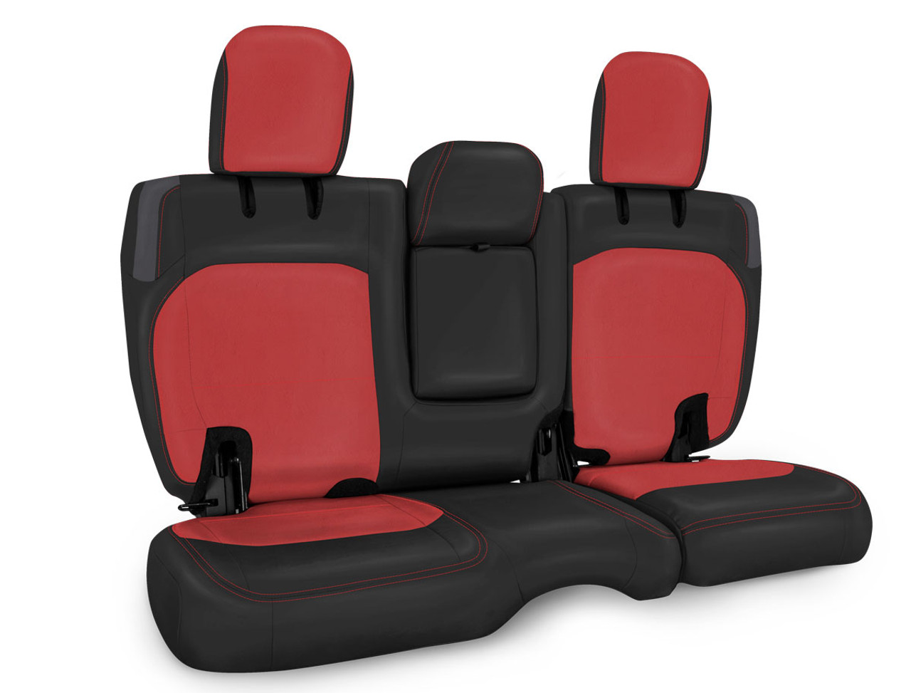 Rear Bench Cover for Jeep Wrangler JL, 4 door with leather interior - Black and red