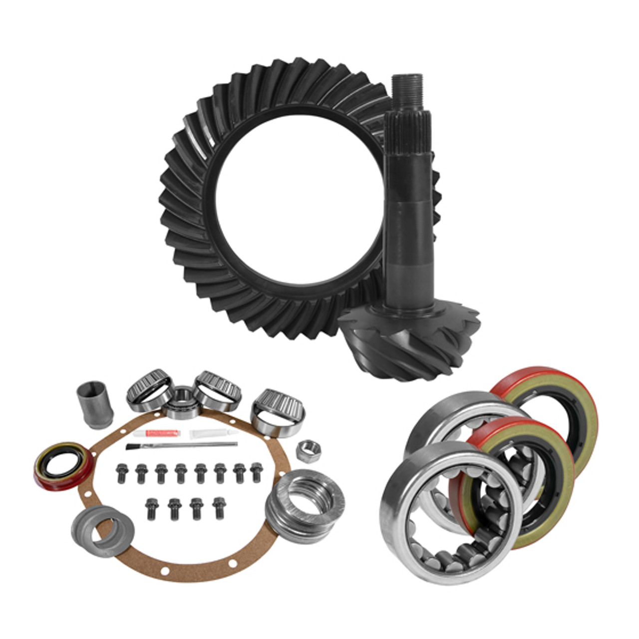 8.875" GM 12T Thick 4.11 Rear Ring & Pinion, Install Kit, Axle Bearings & Seals