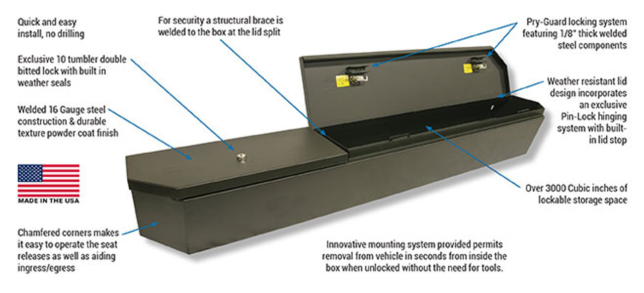 Ford Superduty Underseat Lockbox Black Rear Tuffy Security