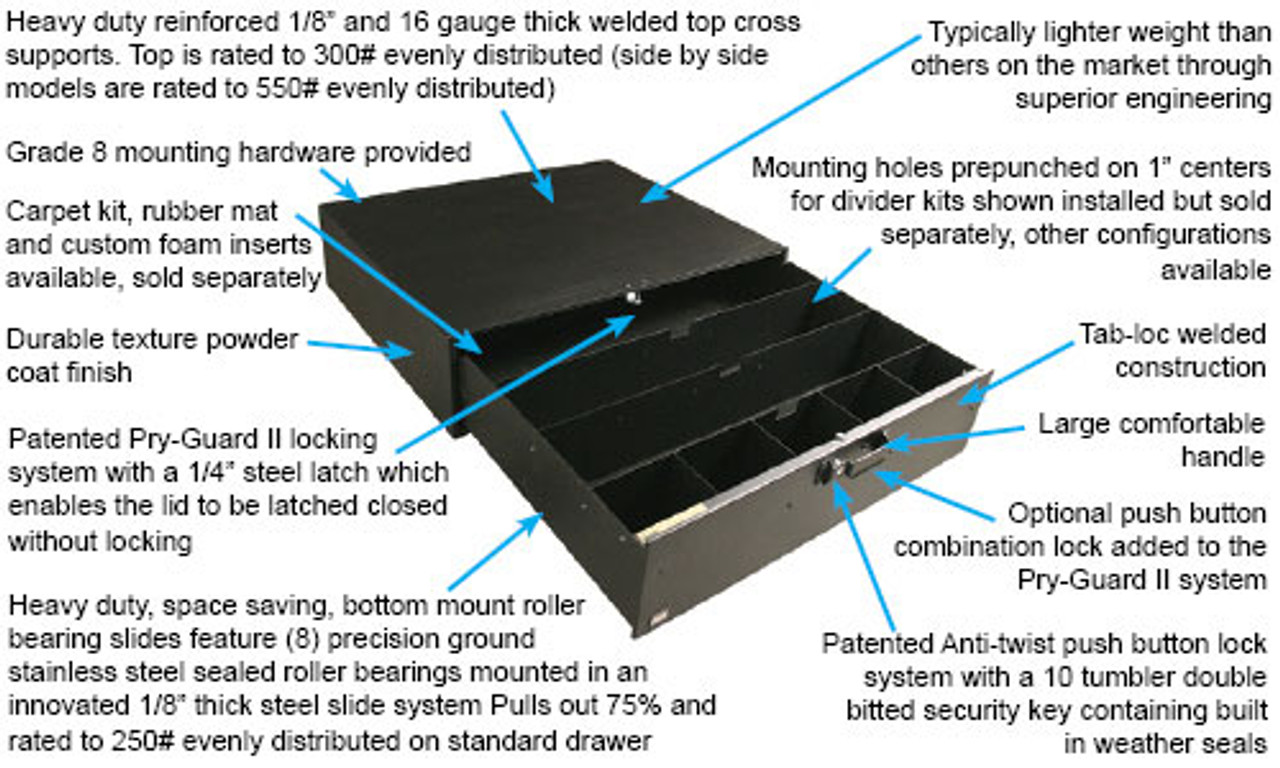 Tahoe/Hummer/Expedition Tactical Gear Security Drawer 47 W x 41 L x 16 Inch H Black Tuffy Security