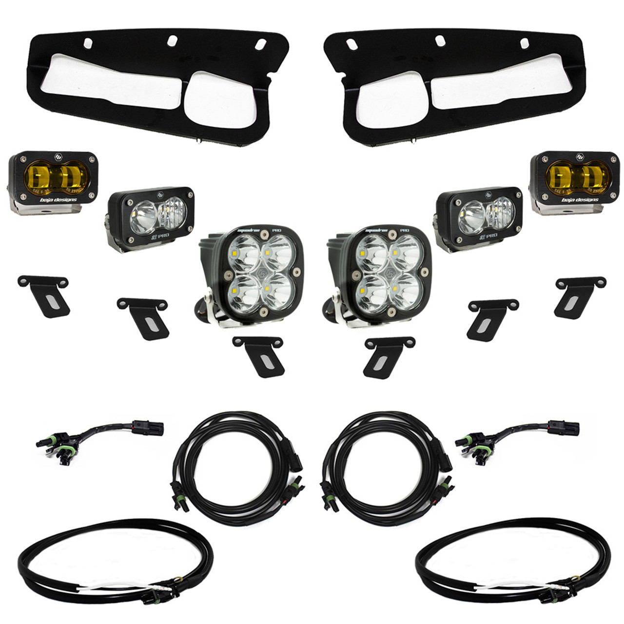 Ford Bronco (21-Present) S2 SAE Baja Amber FPK Pro w/Upfitter Wiring Harness for OEM Steel Bumper Baja Designs