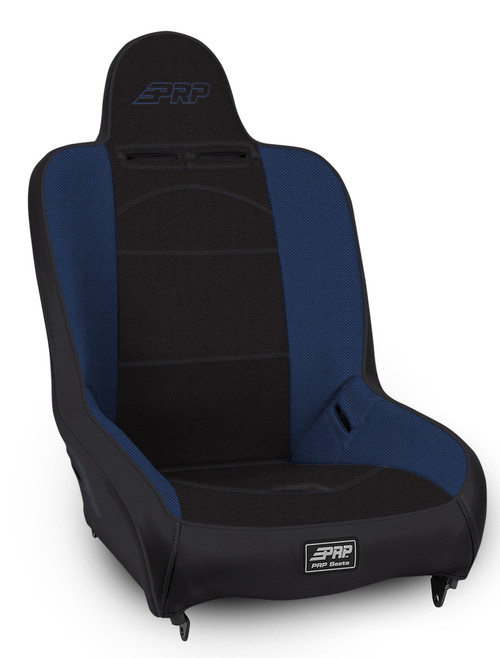 Premier High Back Suspension Seat; Black and Blue - 201, 201, 50, 71; PRP Navy Out, Two Neck Slots