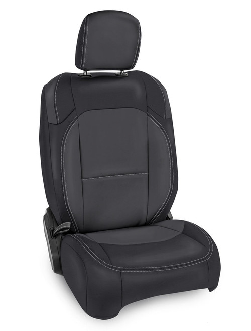 Front Seat Covers for Jeep Wrangler JL, 4 door; Jeep Gladiator JT; Rubicon (Pair) - Black and grey