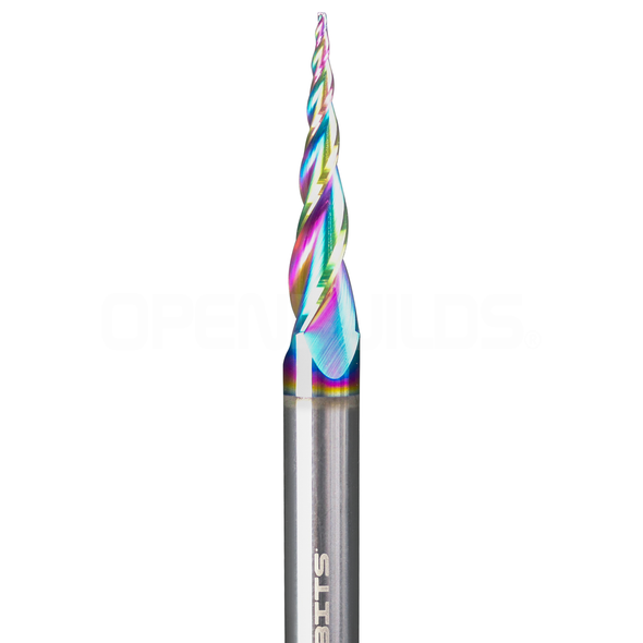 SharkBits 3 Flutes Solid Carbide Tapered Ball Nose End Mill 1/32" Diamond Carbon  SB-603254-DC