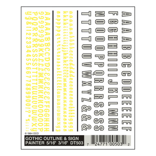 Dry Transfer Gothic Outline & Sign Lettering