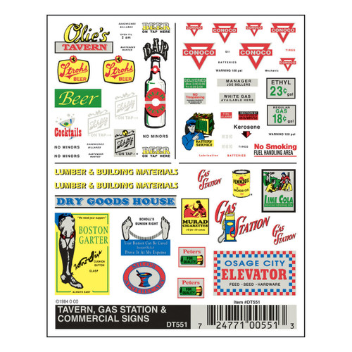 Dry Transfer Signs  -  Tavern, Gas & Commercial