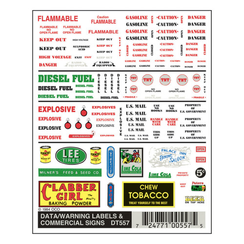 Dry Transfer Signs  -  Data, Warning & Company