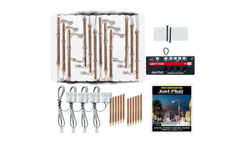 HO Wooden Pole Street Lights 12-Pack