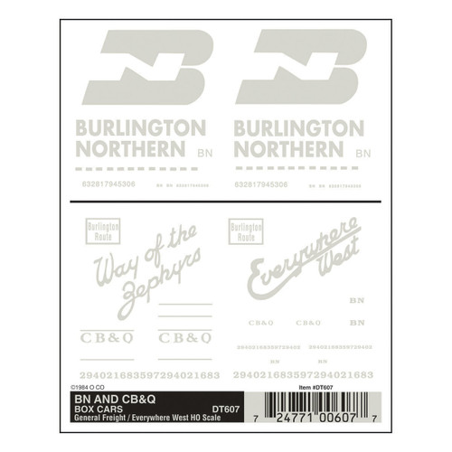 Dry Transfer Car Data  -  Burlington Northern & CB&Q