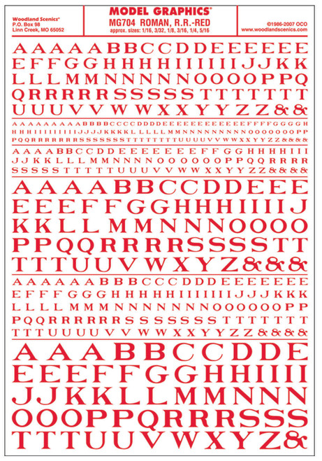 Model Graphics Roman Railroad Lettering Red