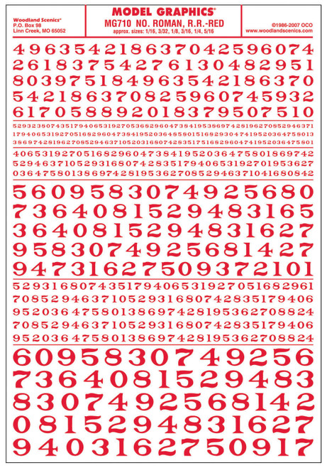 Model Graphics NOS Roman Railroad Lettering Red