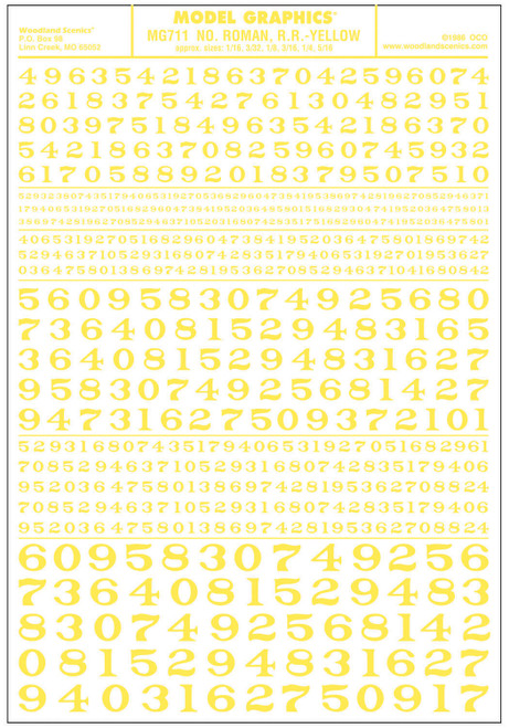 Model Graphics NOS Roman Railroad Lettering Yellow