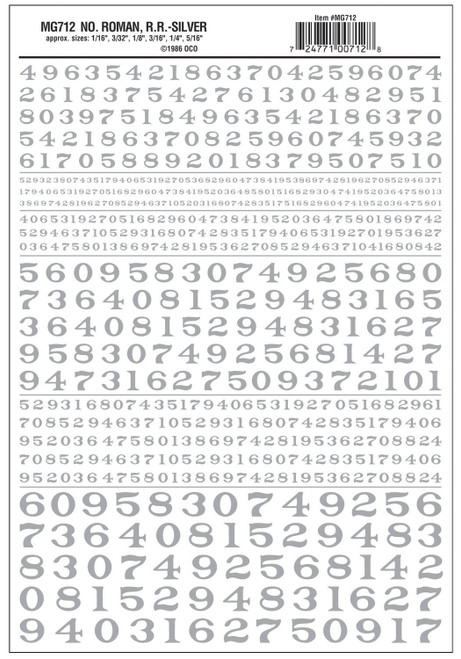 Model Graphics NOS Roman Railroad Lettering Silver