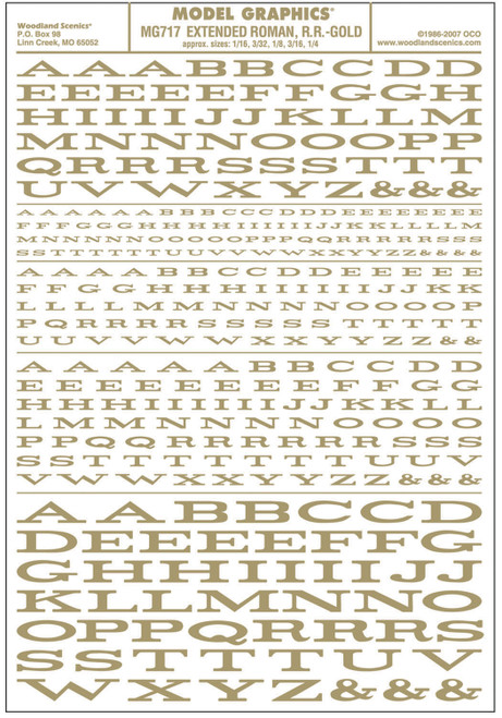 Model Graphics Extended Roman Railroad Lettering Gold