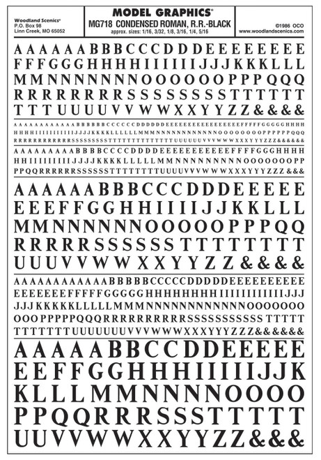 Model Graphics Condensed Roman Railroad Lettering Black