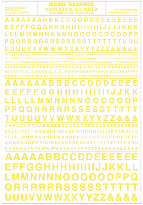 Model Graphics Gothic Railroad Lettering Yellow
