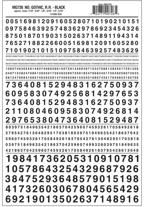 Model Graphics NOS Gothic Railroad Lettering Black