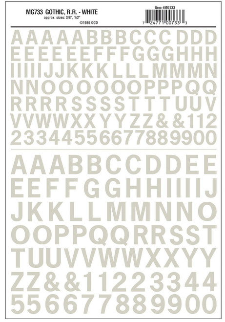 Model Graphics Gothic Railroad Lettering White (Large)